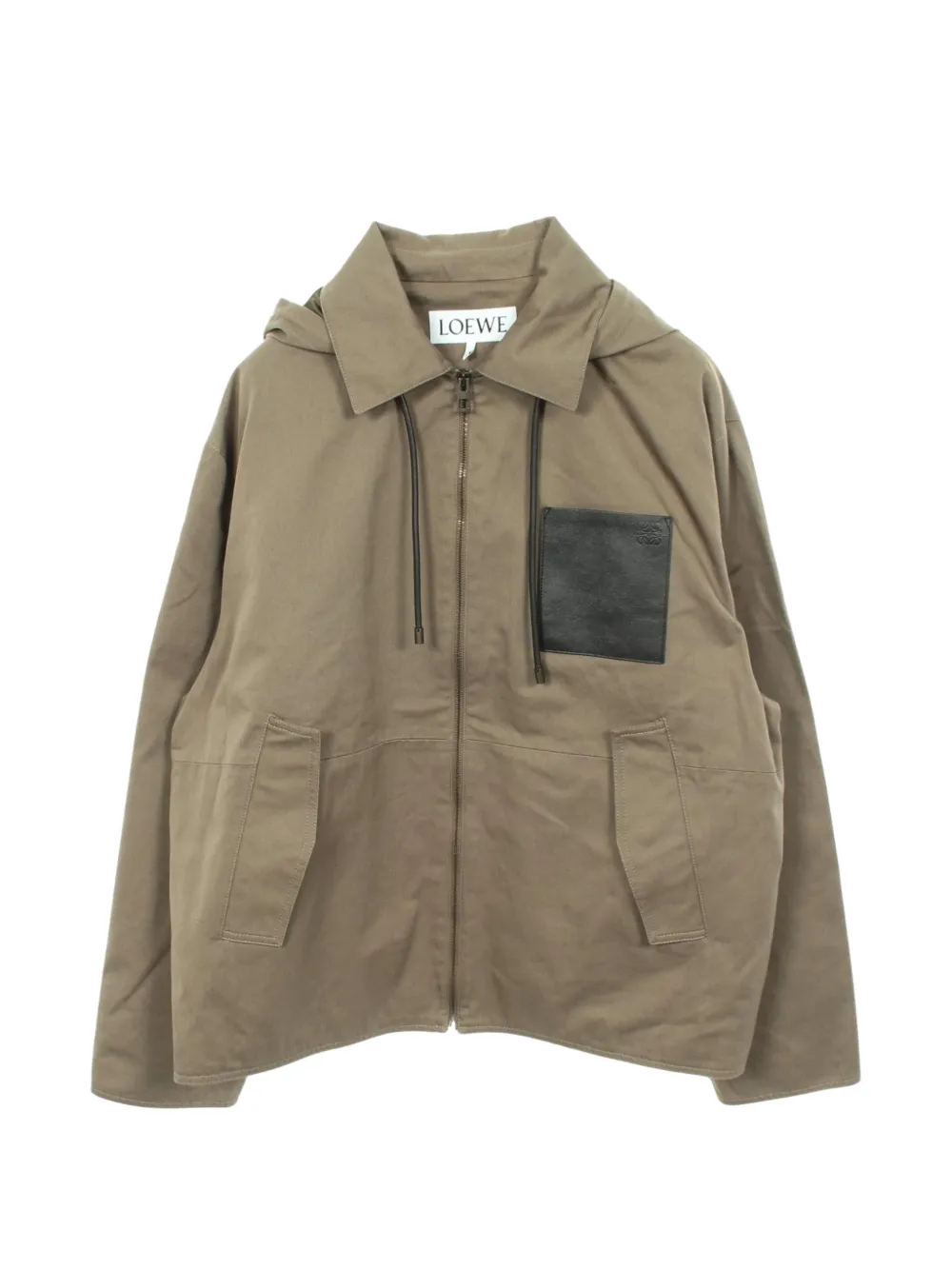 Loewe Pre-Owned 2010s leather-patch hoodie - Toni neutri
