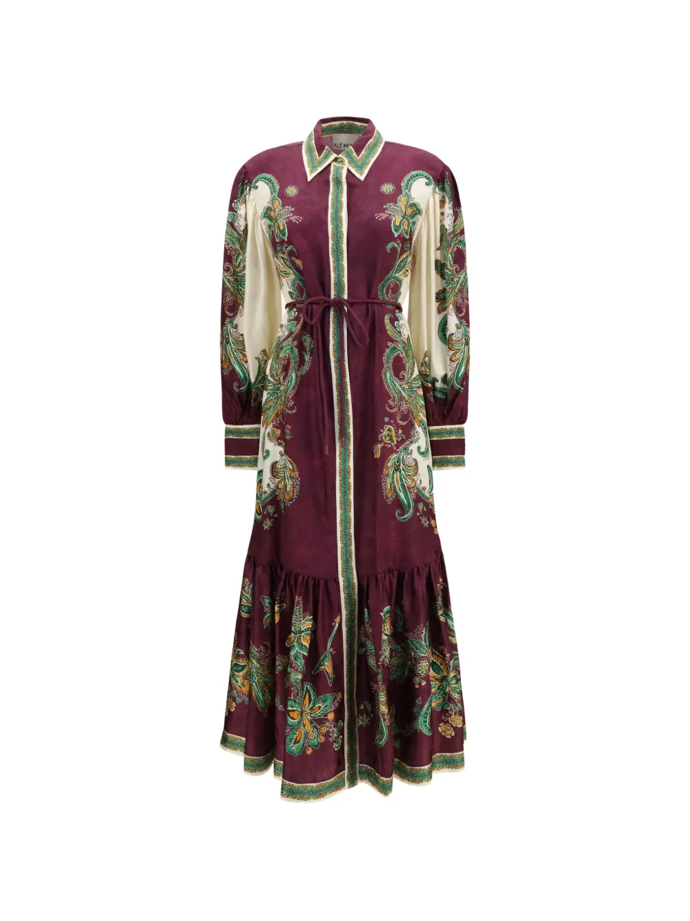 ALEMAIS Ruthie flower-motif silk-blend maxi shirt dress - Viola