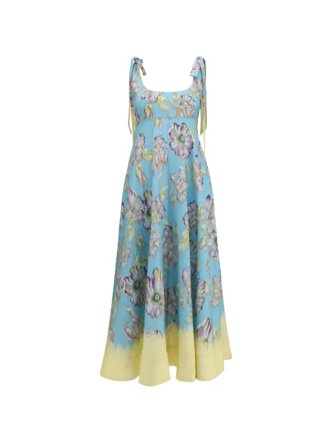ALEMAIS Jerry floral-print linen midi dress