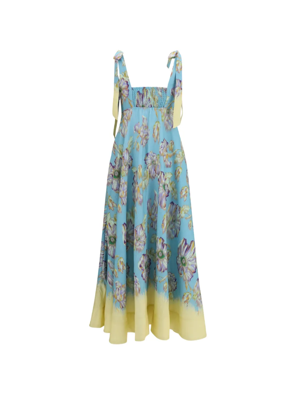 ALEMAIS Jerry linnen midi-jurk met bloemen-print Blauw