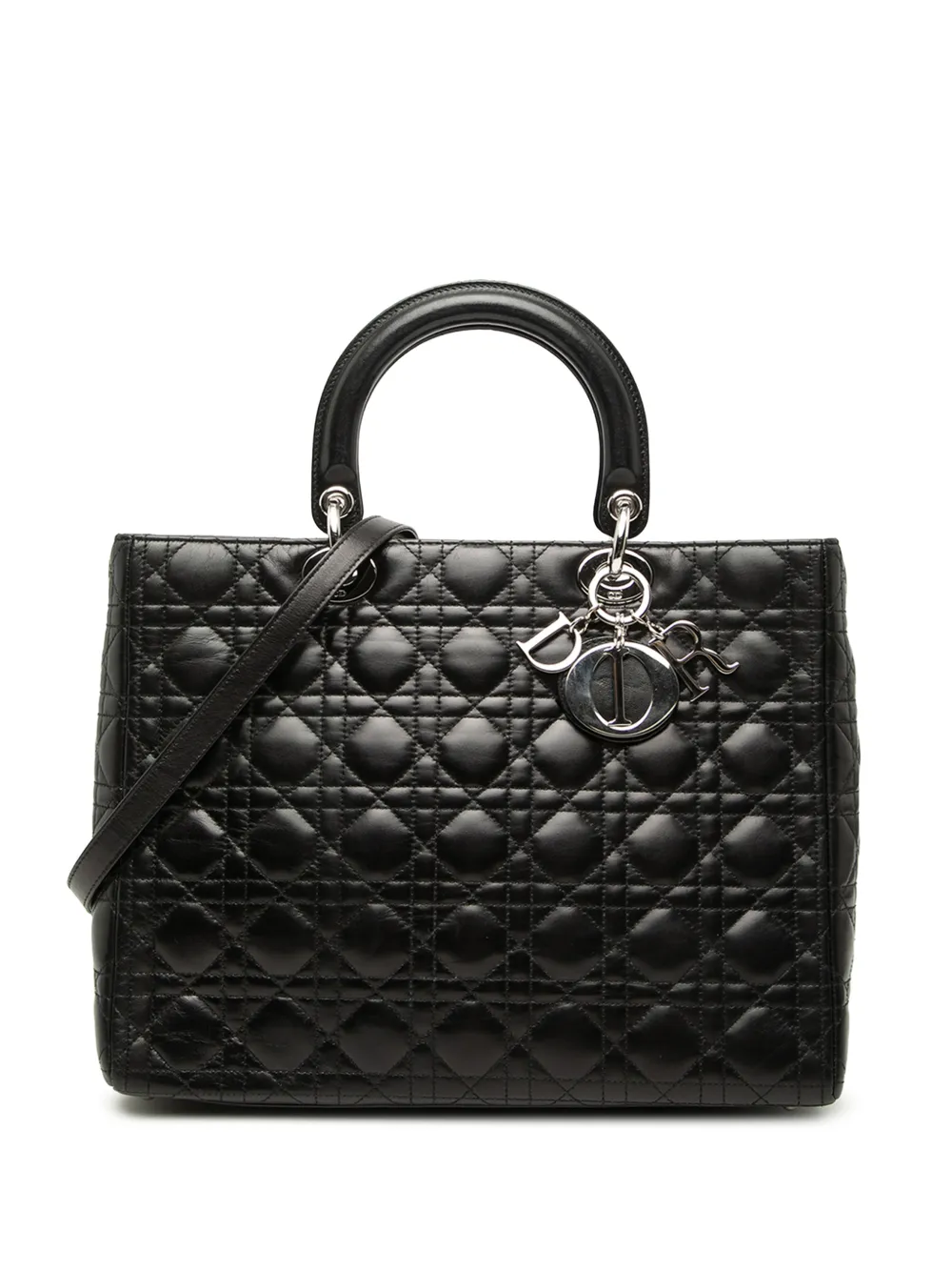 Christian Dior Pre-Owned 2002 Large Lambskin Cannage Lady Dior satchel - Black
