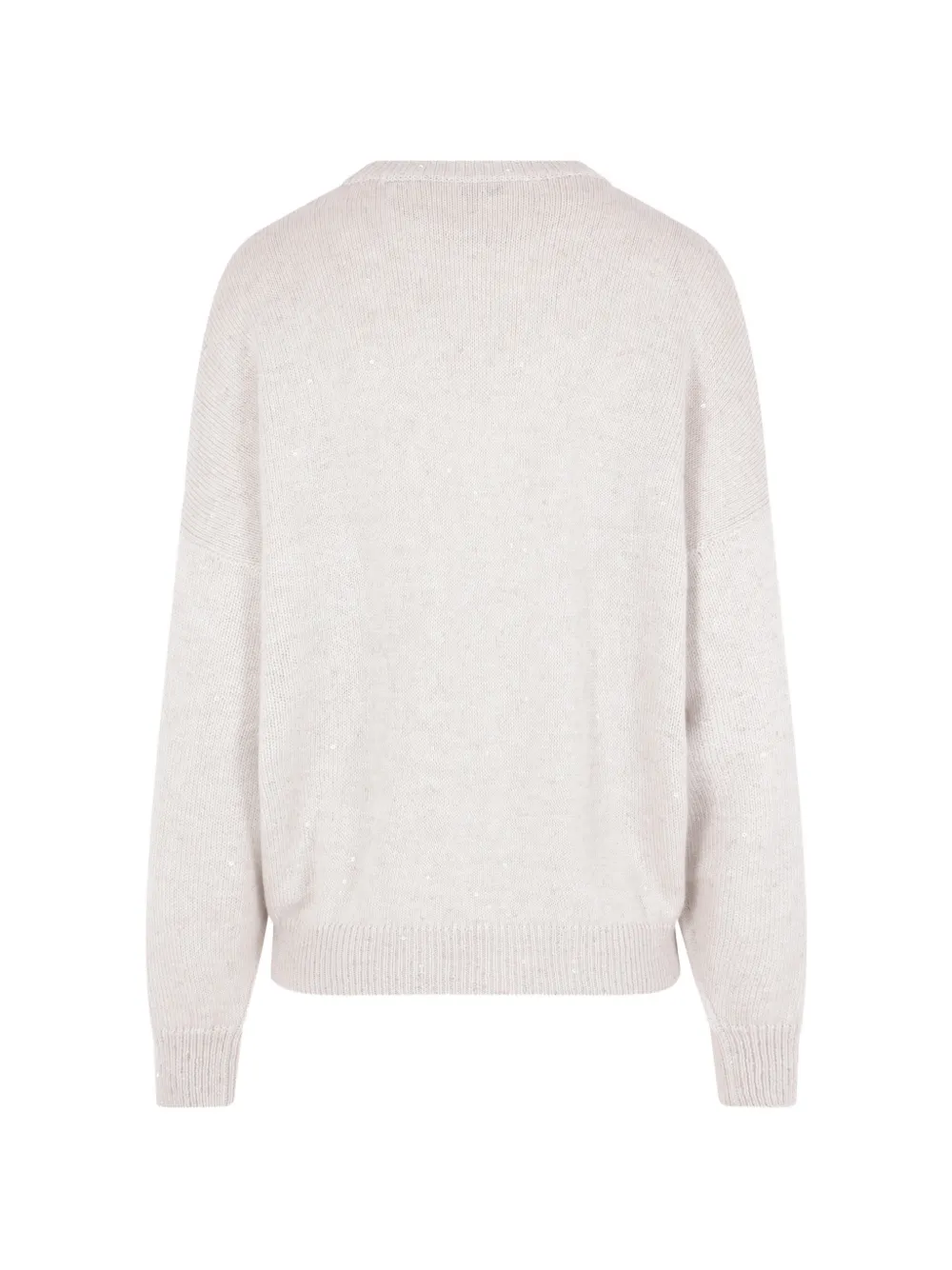 Brunello Cucinelli Trui verfraaid met pailletten en verlaagde schouders Beige