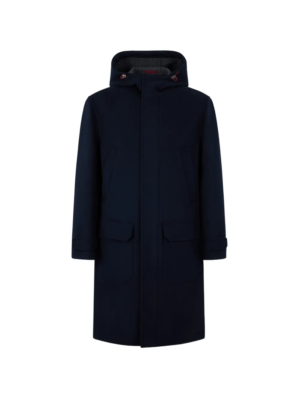 Brunello Cucinelli Hooded Concealed-fastening Coat In Blue
