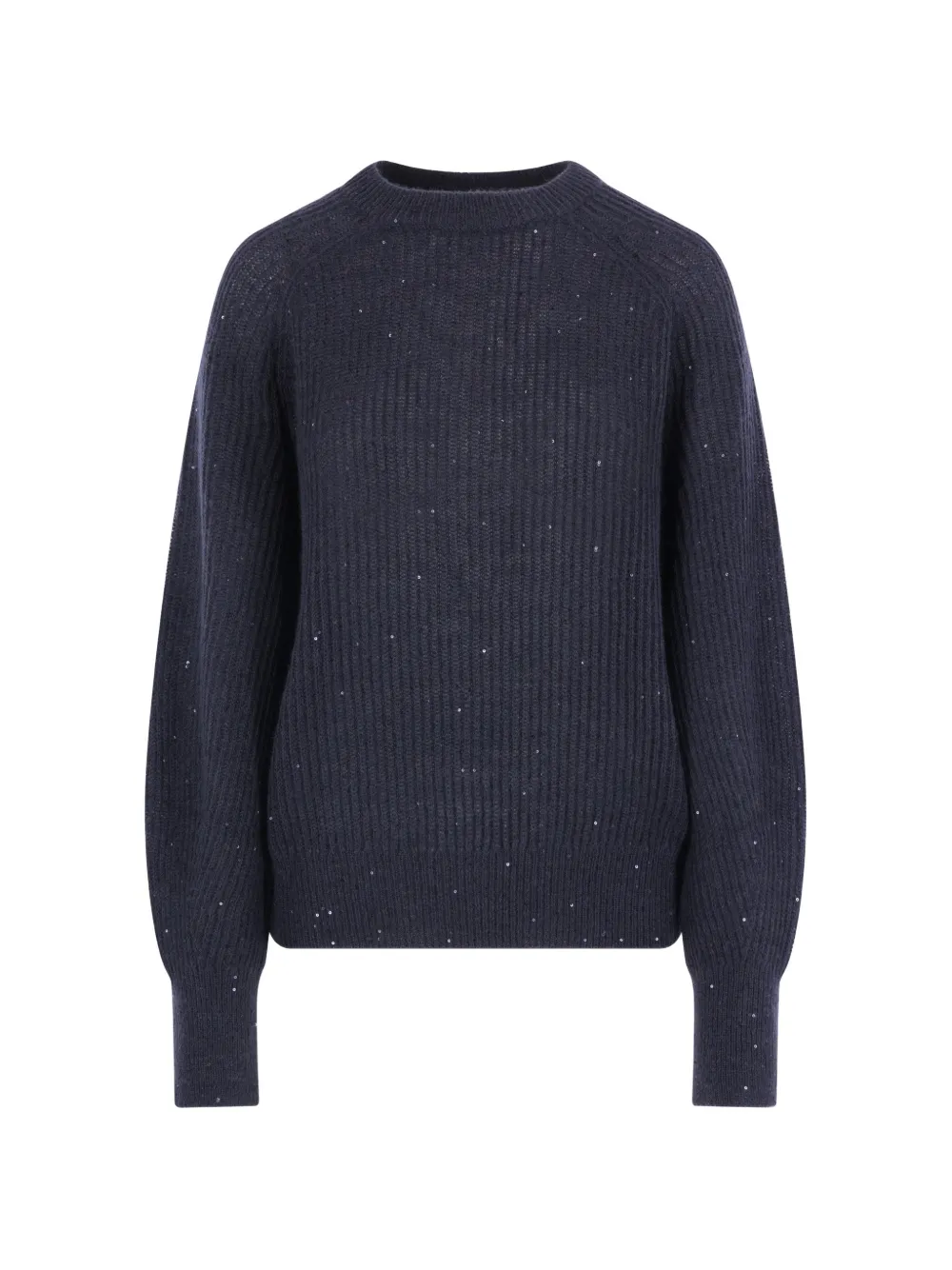Brunello Cucinelli sequin-embellished ribbed-knit sweater - Blau