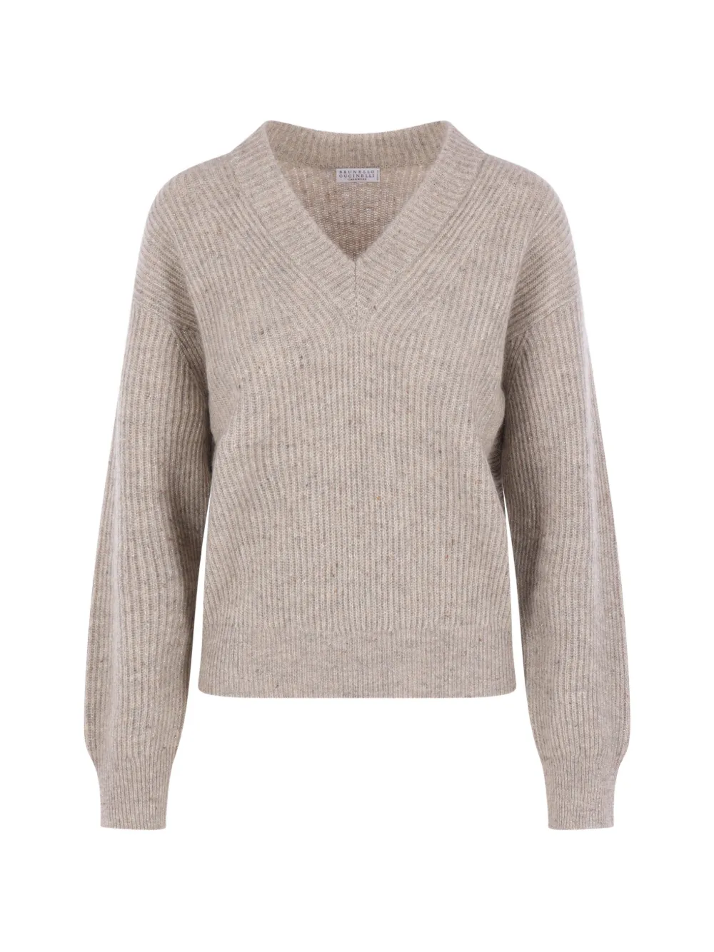 Brunello Cucinelli Ribbed-knit V-neck Sweater In Brown