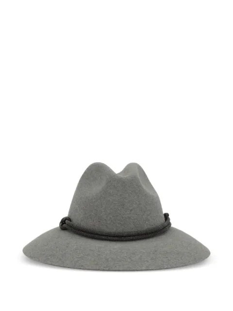 Brunello Cucinelli sombrero fedora con detalle de cadena Monili