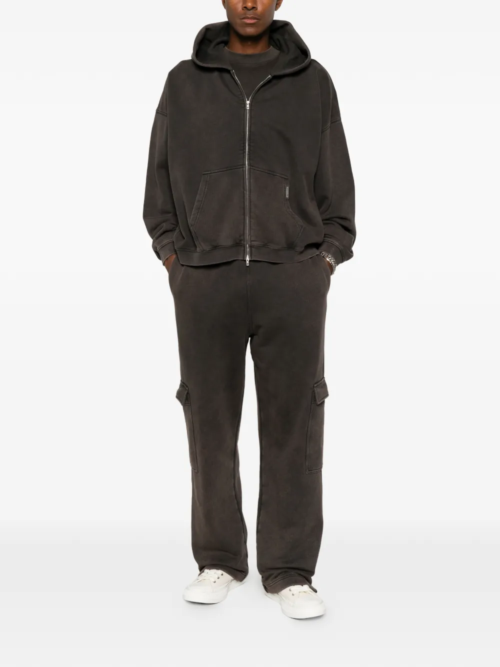 Represent Initial katoenen hoodie met rits Bruin