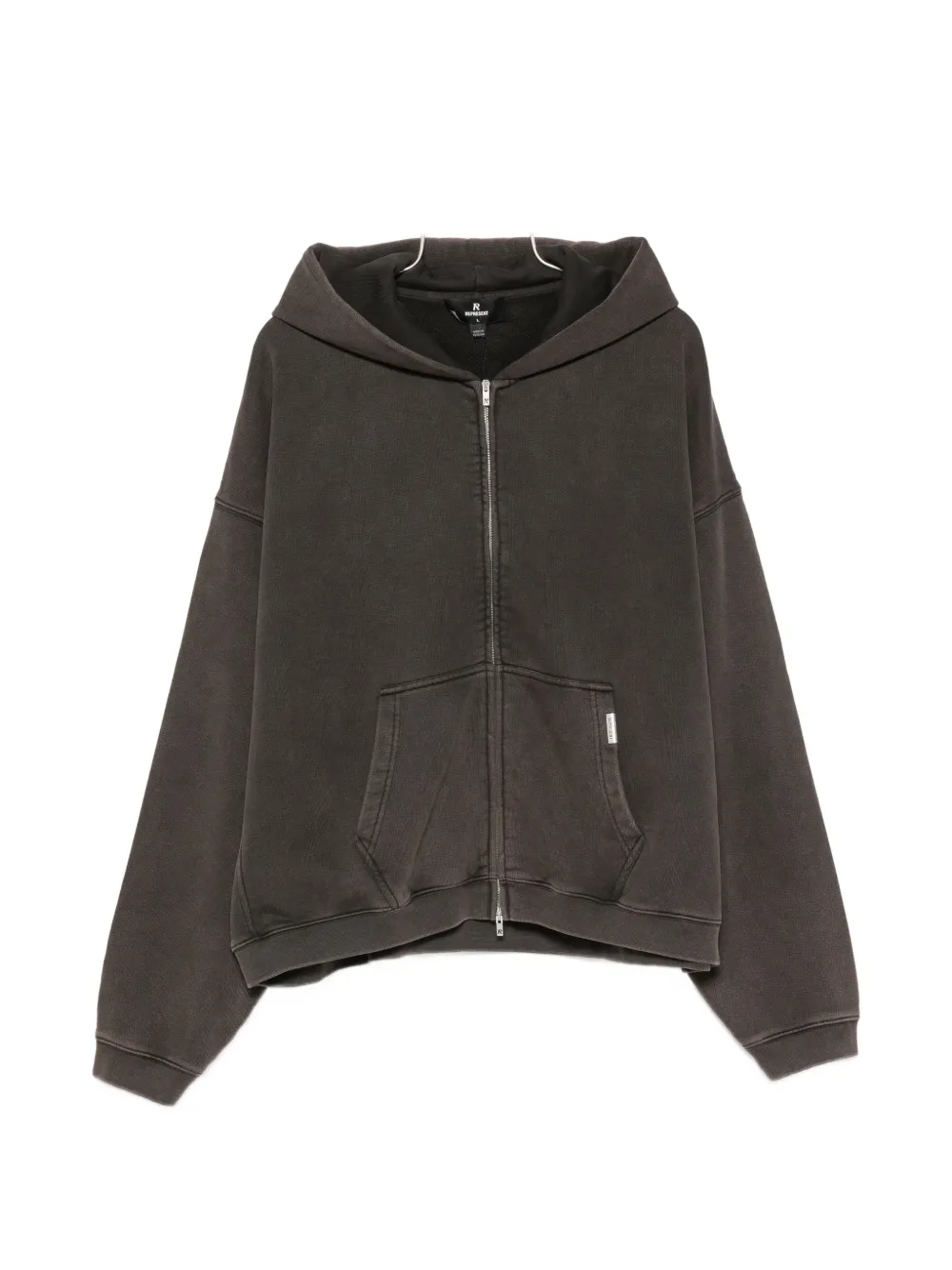 Represent Initial zip-up cotton hoodie - Marrone