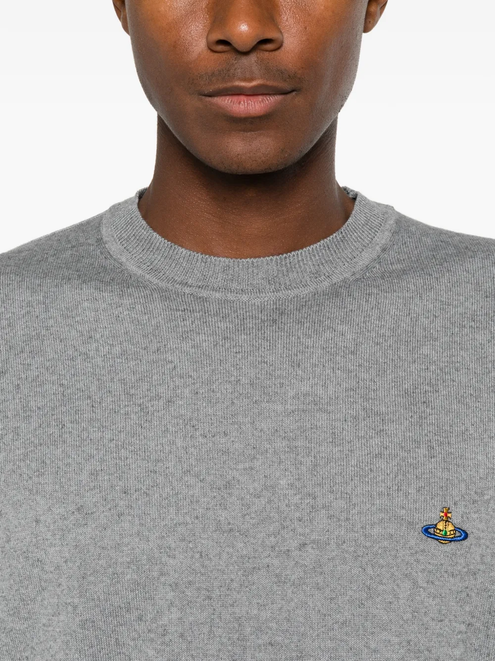 Vivienne Westwood Alex gebreid katoenen T-shirt met geborduurd detail en ronde hals Grijs