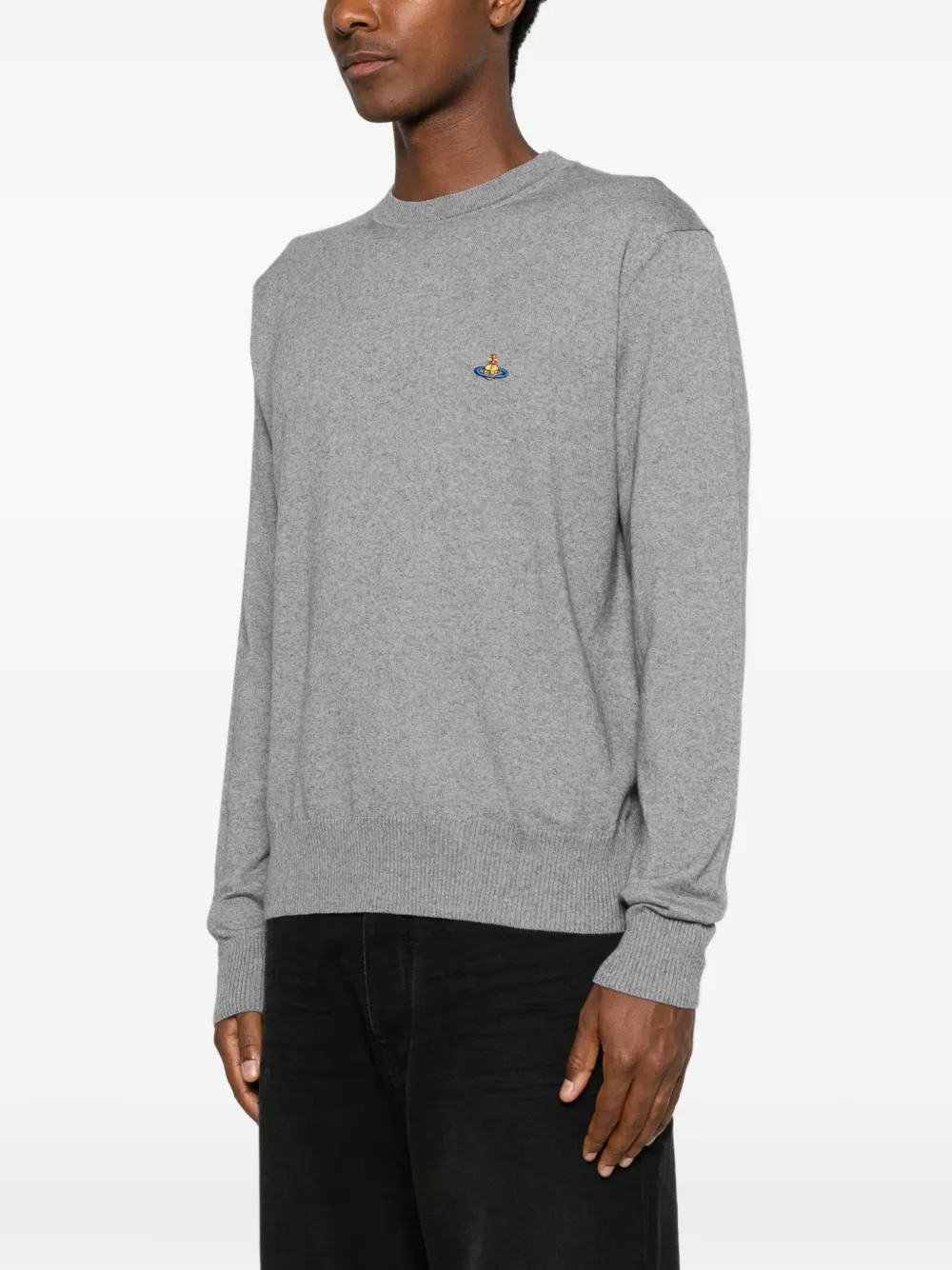 Vivienne Westwood Alex gebreid katoenen T-shirt met geborduurd detail en ronde hals Grijs
