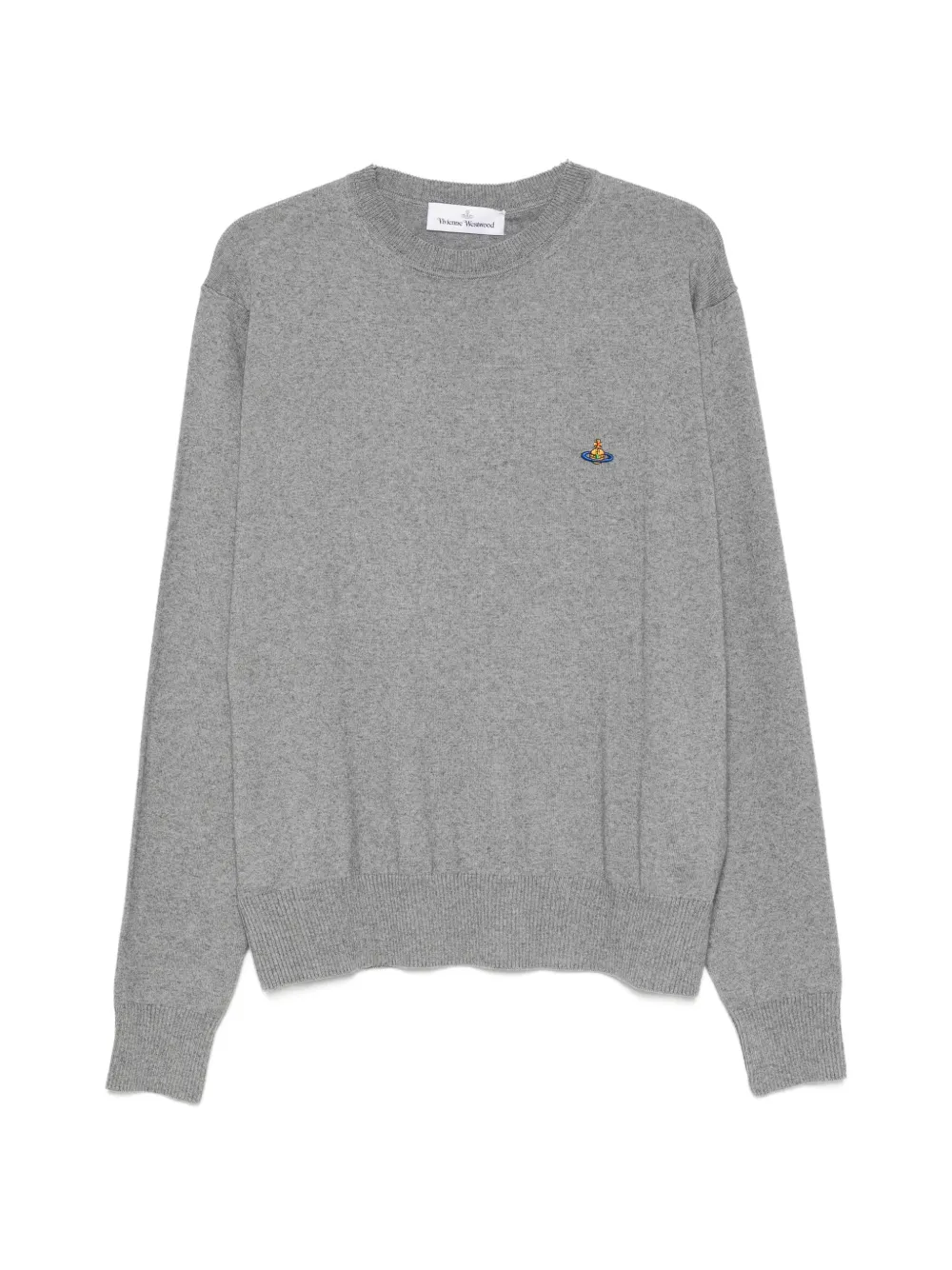 Vivienne Westwood Alex embroidered-detail crew-neck long-sleeve knitted cotton T-shirt - Grigio