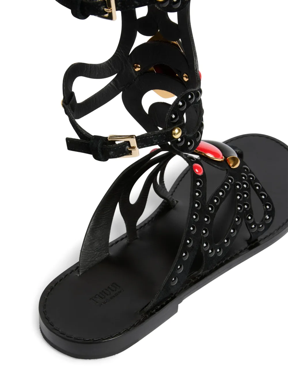 PUCCI Black Embellished Gladiator Sandals, view 5