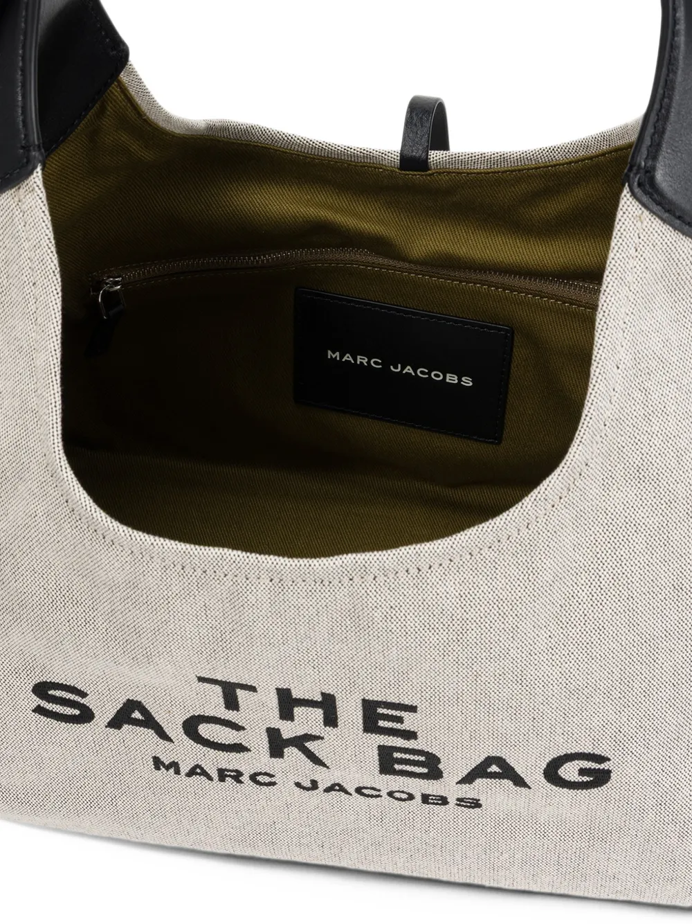 Marc Jacobs The leather-trim canvas belted Sack bag Beige