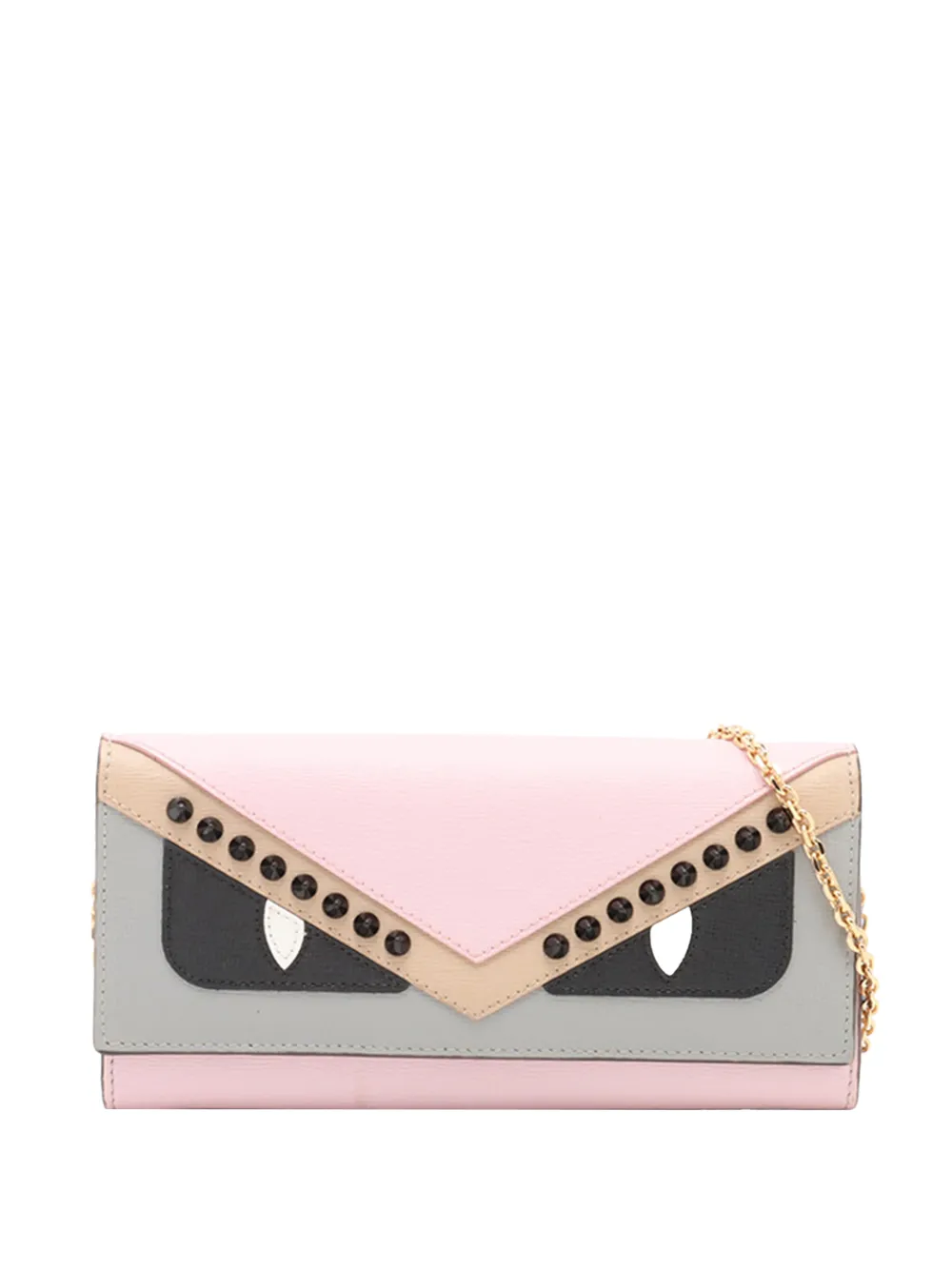 Fendi Pre-Owned 2010-2026 Studded Leather Monster Eyes Tube Wallet On Chain crossbody bag - Rosa