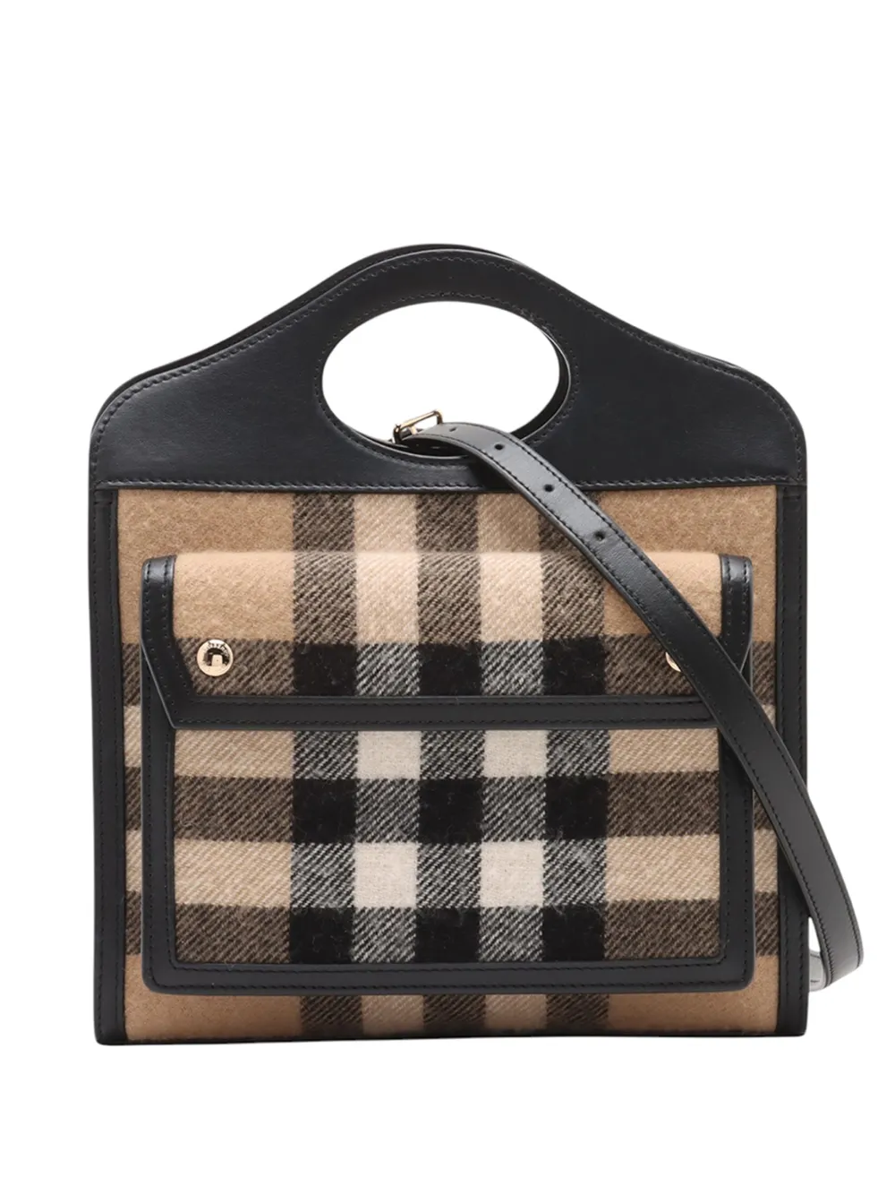 Burberry Pre-Owned 2018-2023 Mini Exploded Check Wool Pocket satchel - Marrone
