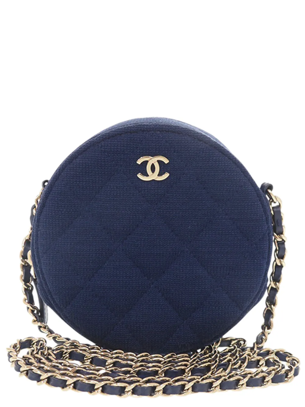 CHANEL Pre-Owned 2019 CC Quilted Jersey Round Clutch with Chain crossbody bag - Blu