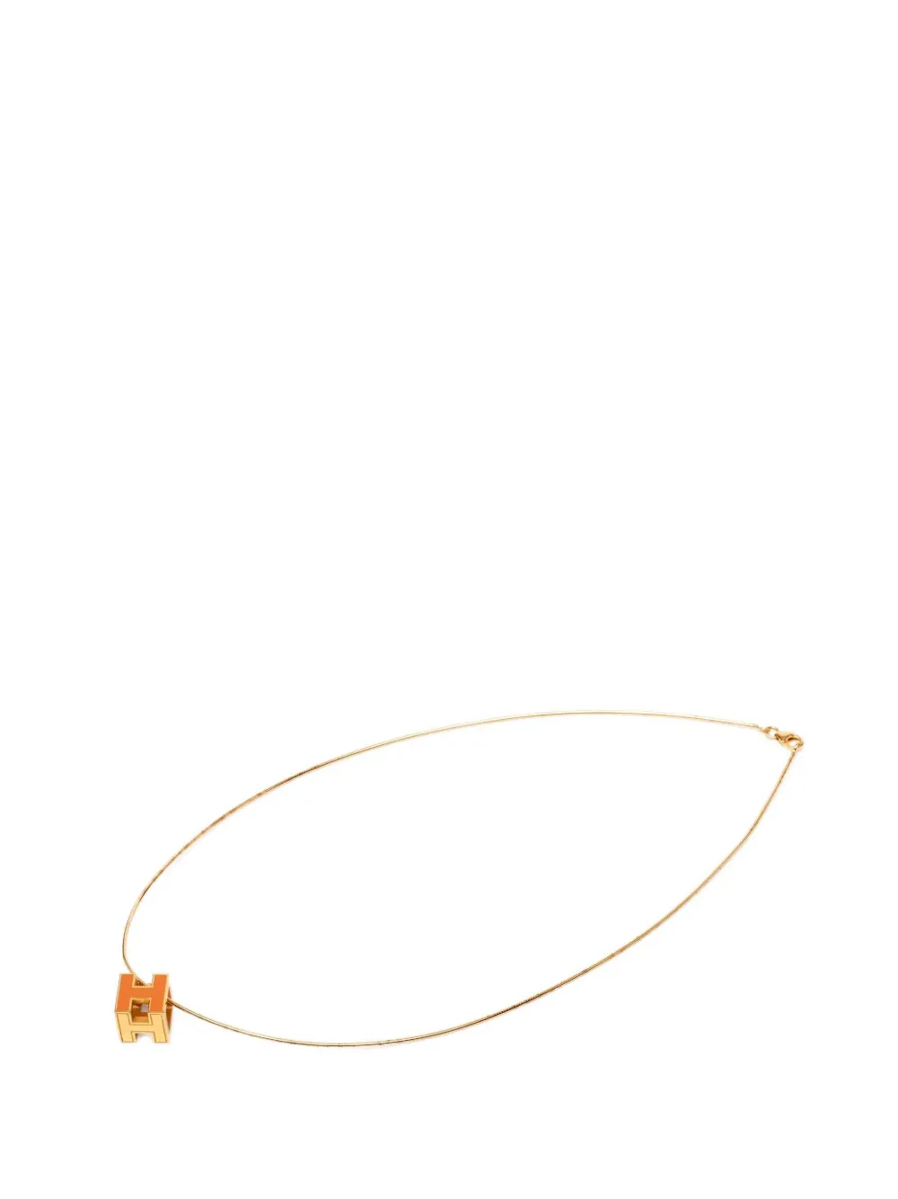 Hermès Pre-Owned 2000-2026 Gold Plated and Enamel Cage d H Pendant Necklace costume necklace - Oro