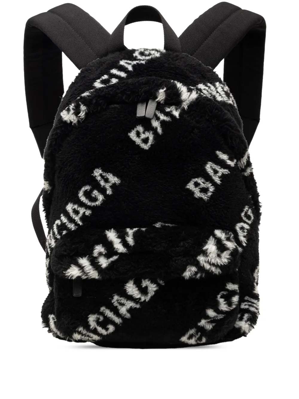 Balenciaga Pre-Owned 2018-2026 Small Faux Fur Diagonal Logo Everyday backpack - Nero