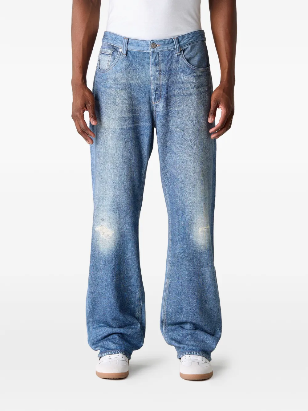 OTHER MATTERS DENIM distressed wide-leg jeans - Blu