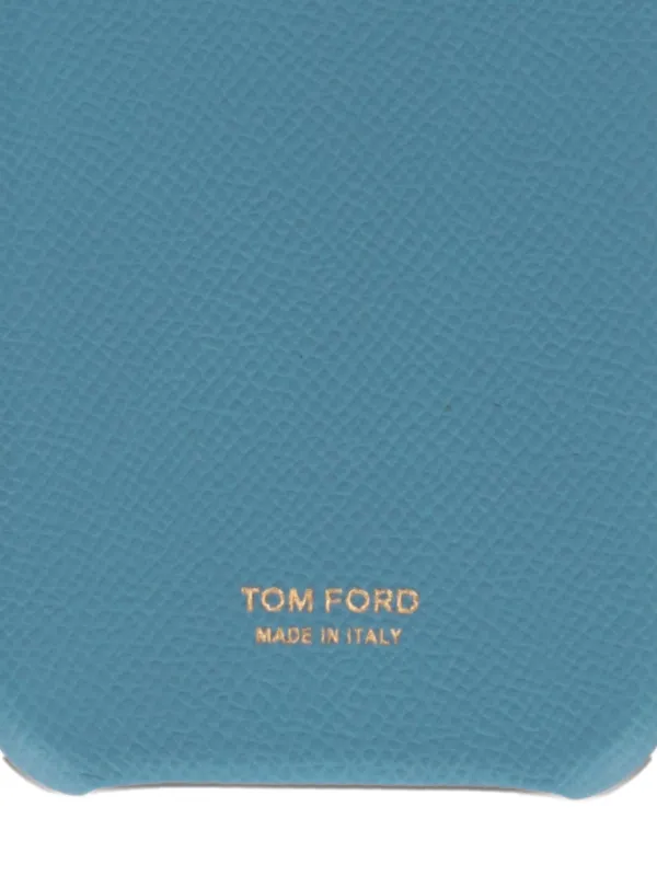 TOM FORD logo-print grained-leather Phone Case | Blue | FARFETCH