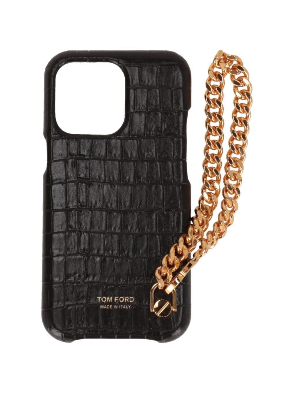 TOM FORD croc-effect chain-link phone case - Nero