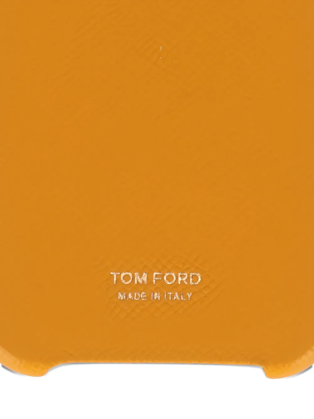 TOM FORD Telefoonhoesje van bewerkt leer met logoprint Geel