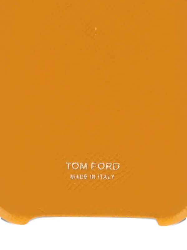 TOM FORD logo-print grained-leather Phone Case | Yellow | FARFETCH