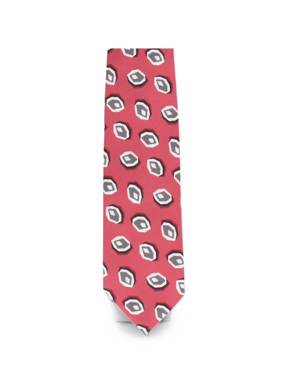 Isaia 7 Fold geometric-print tie - Rosso