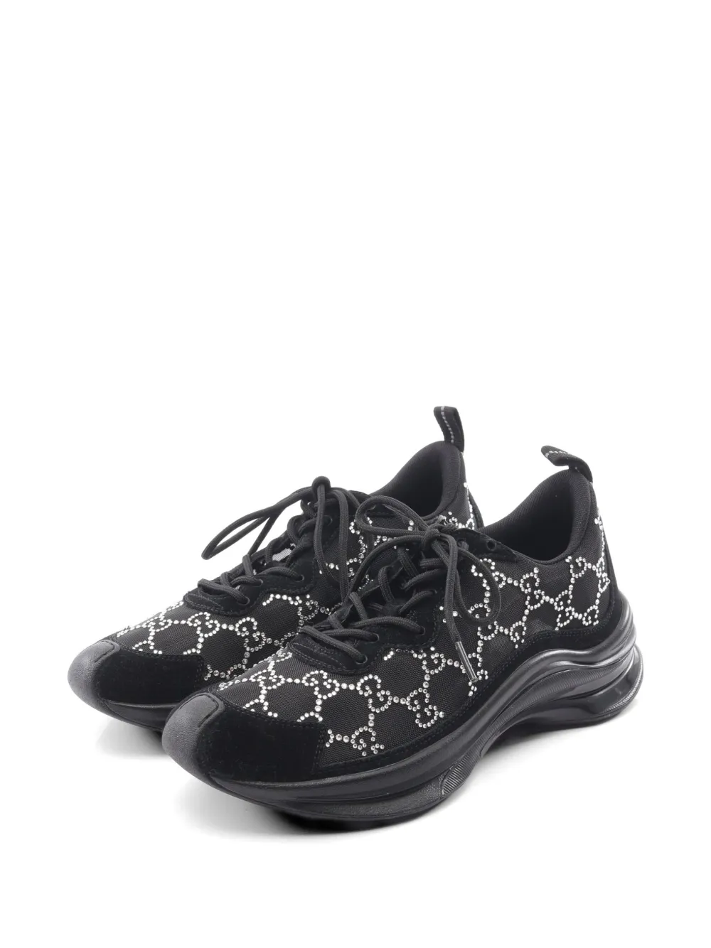 Gucci Pre-Owned Gucci Run GG rhinestone sneakers - Schwarz