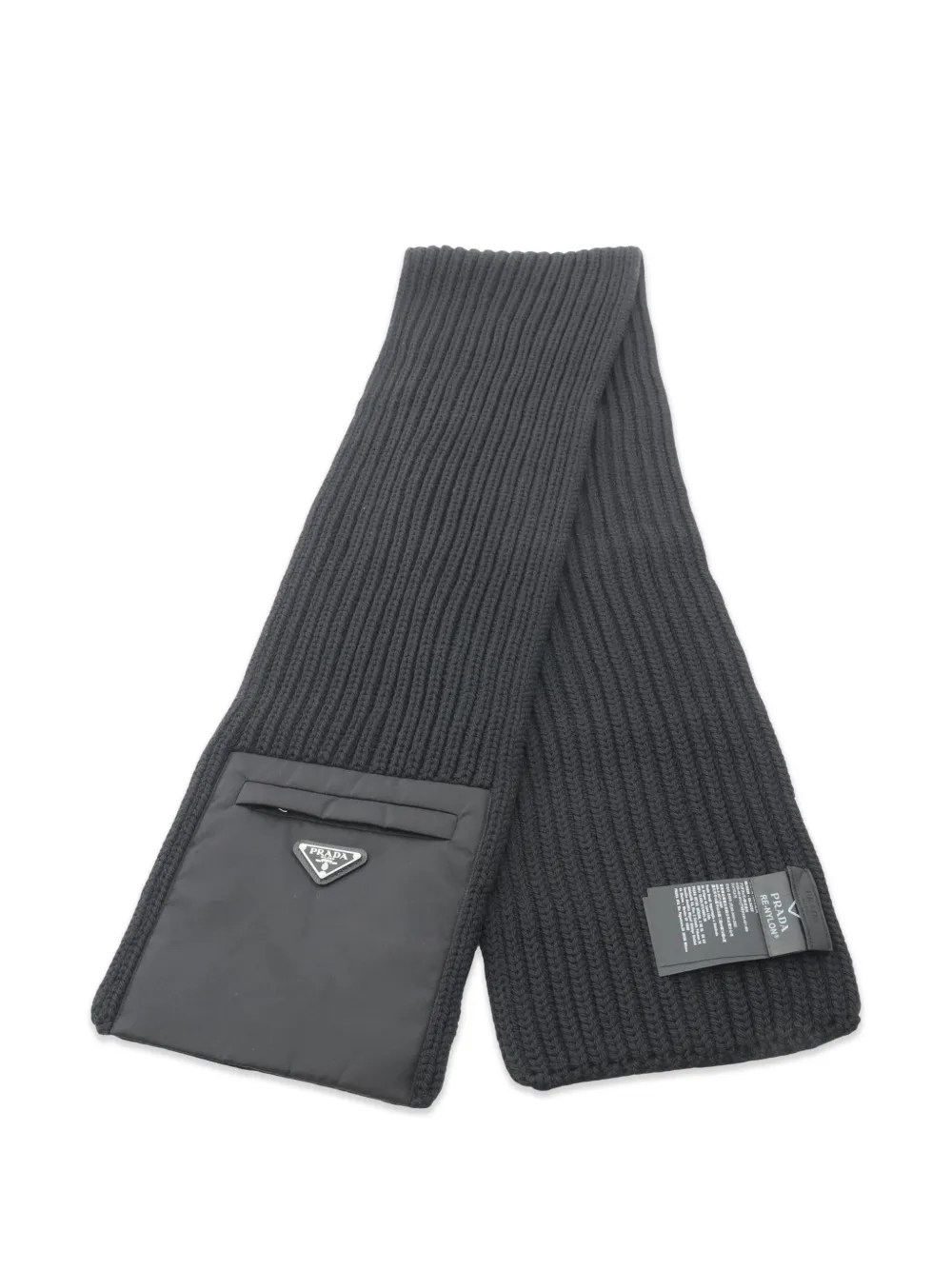 Prada Pre-Owned 리나일론 로고 플레이트 스카프 | 블랙 | Image 1