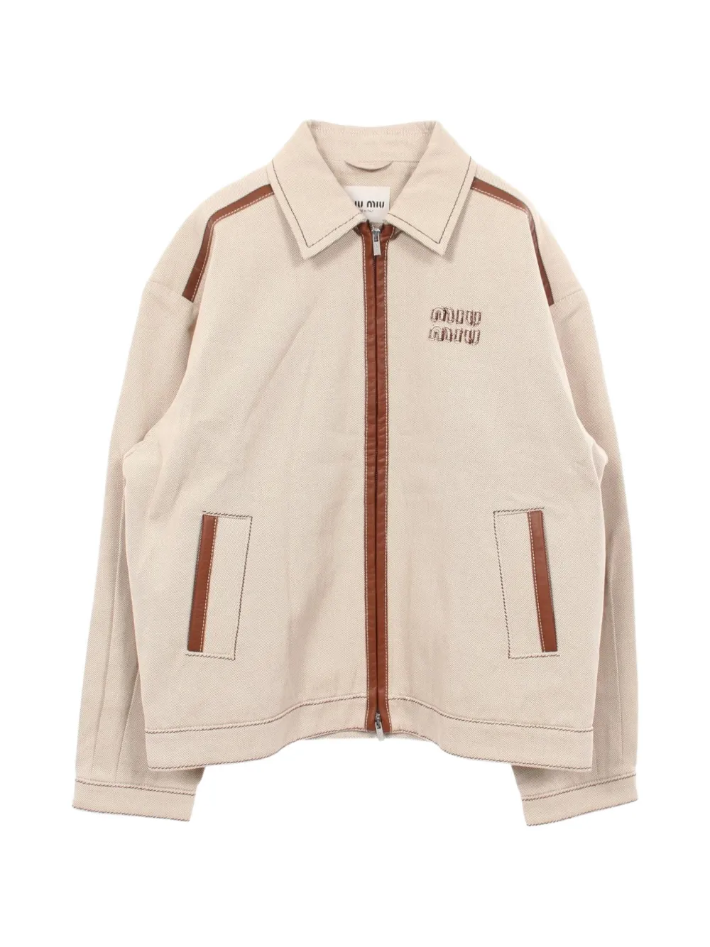 Miu Miu 2010s jacquard blouson jacket - Neutrals