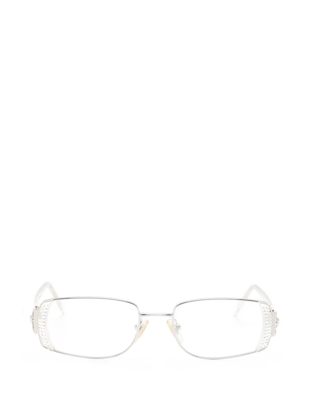 Pre-owned Versace 2000s Crystal-embellishment Glasses In Silver