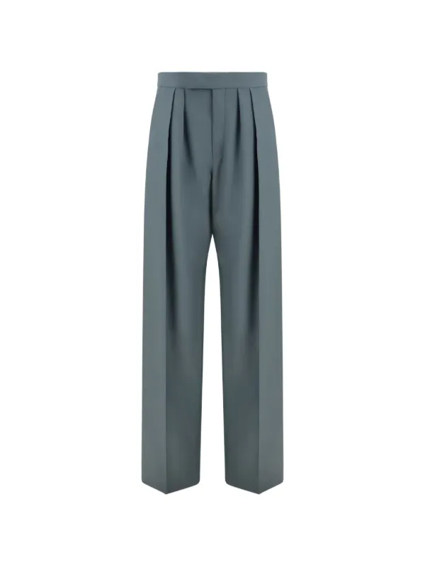 Chloé Pleated Wool Trousers in Blue