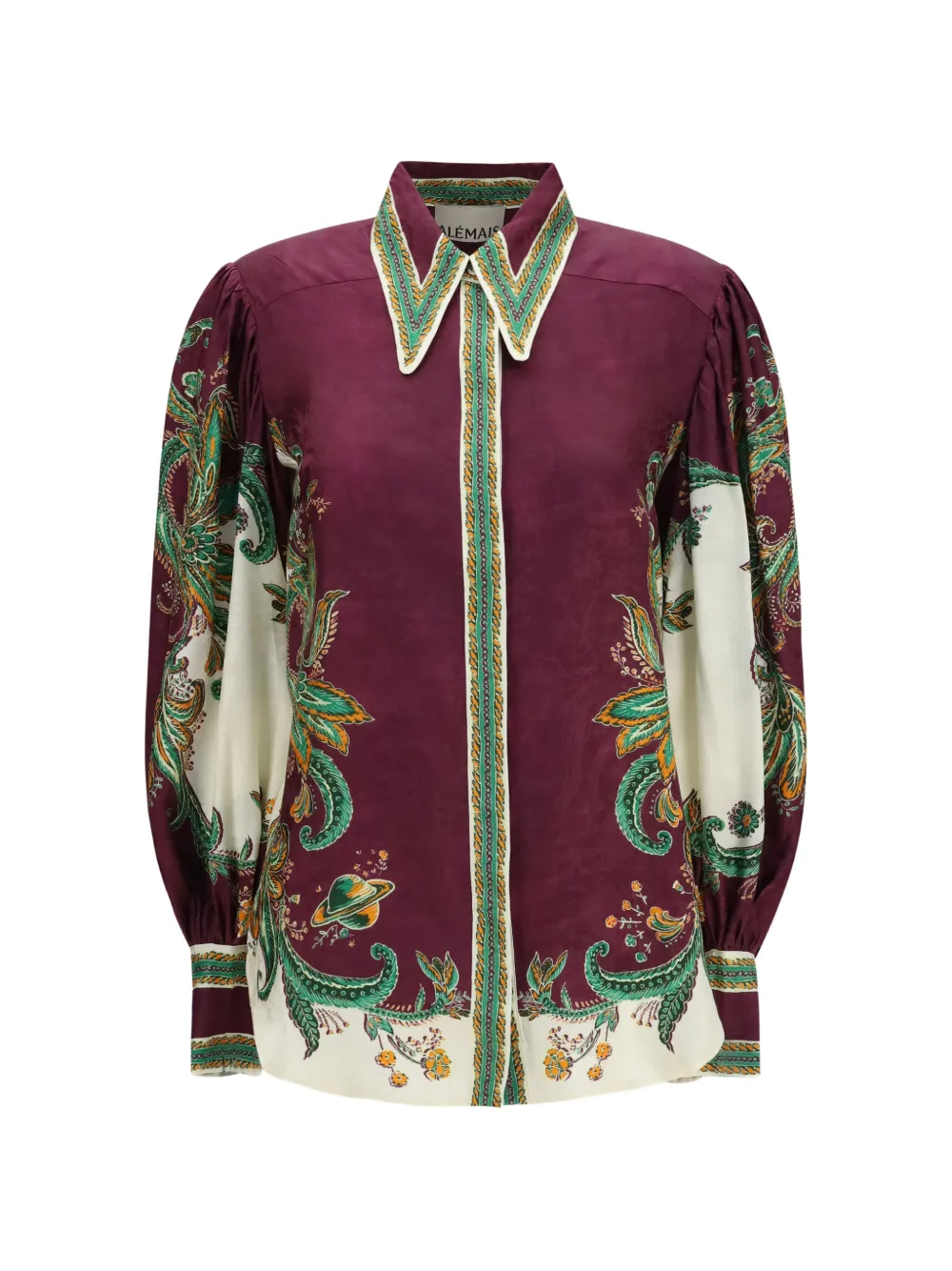 ALEMAIS Ruthie balloon-sleeve silk-blend shirt - Viola