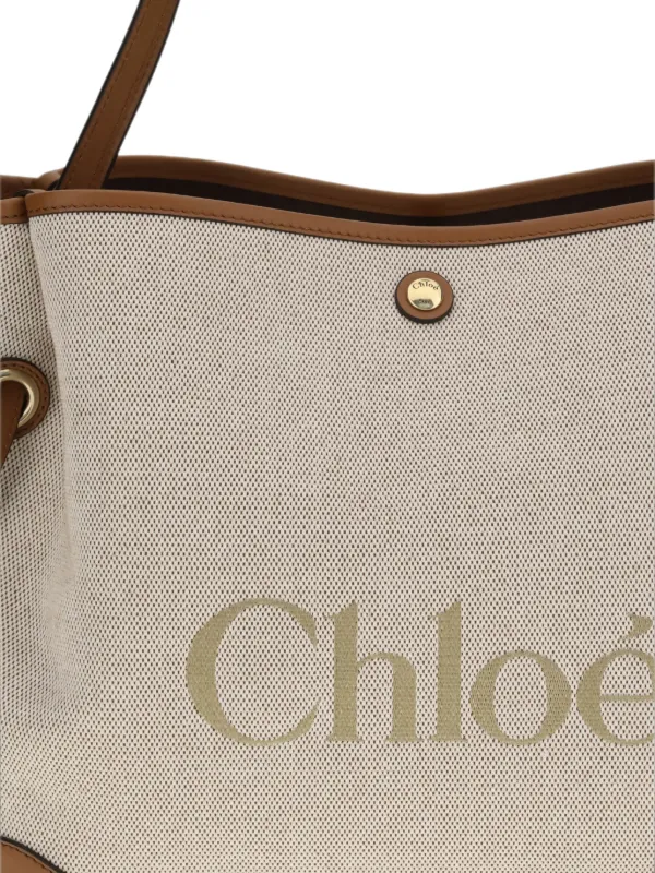 Chloé Clover logo-print leather-trim Shoulder Bag | Neutrals
