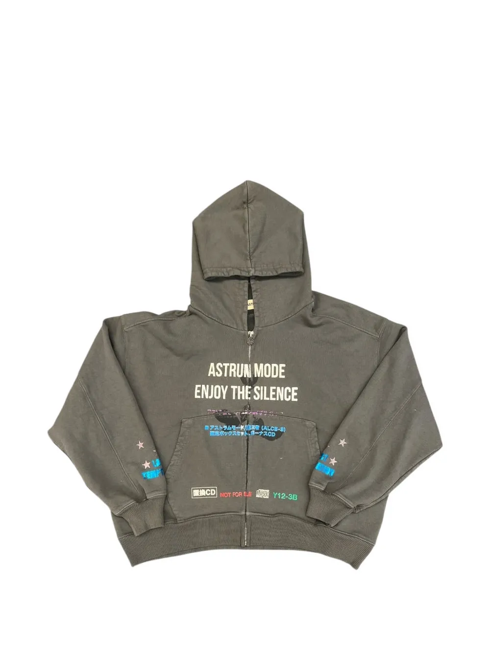 astrum graphic-print zip-up hoodie - Black