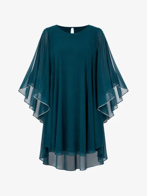 FRANK LYMAN  cape-sleeve mini dress