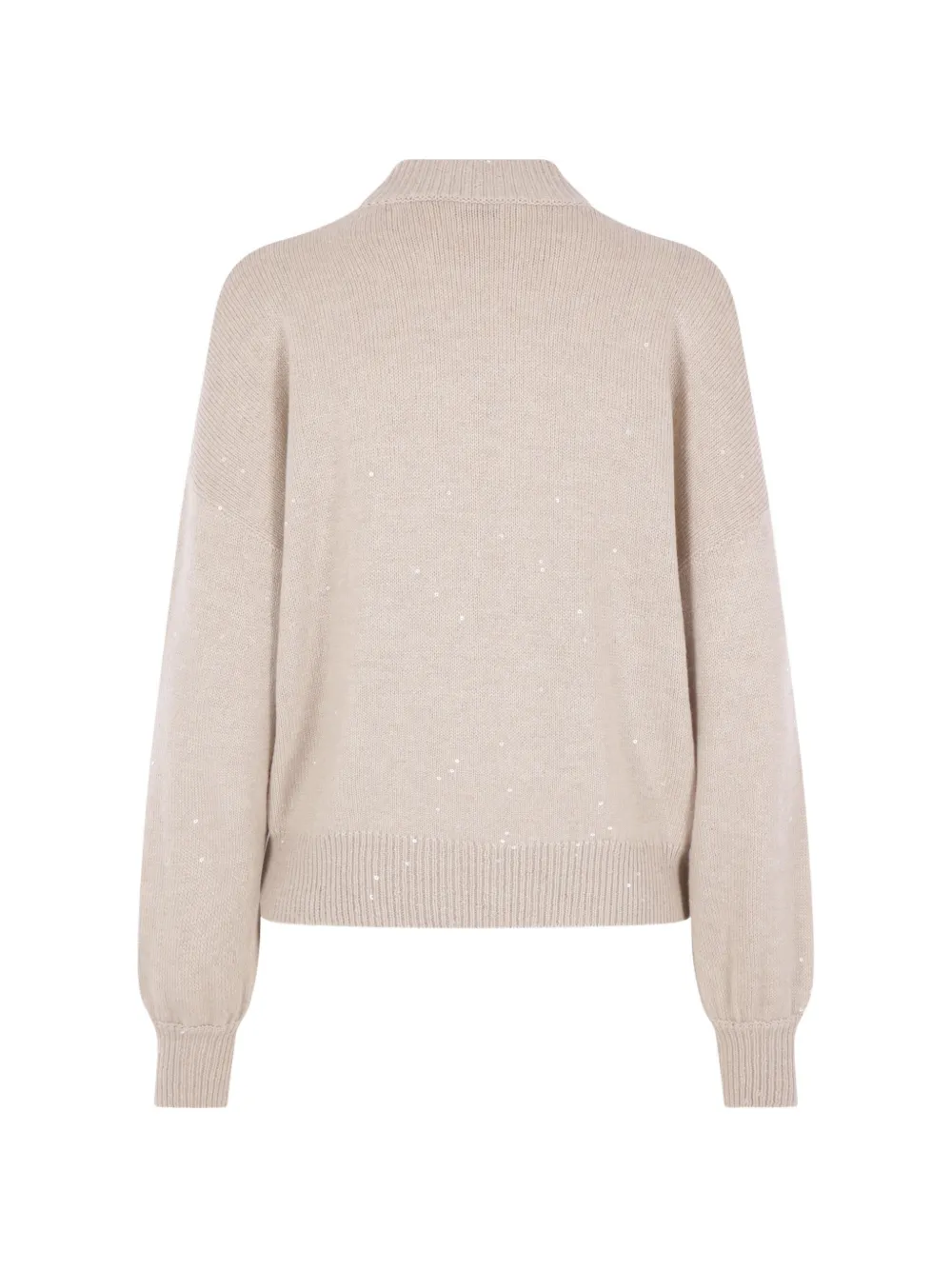 Brunello Cucinelli Sweater met hoge hals en pailletten Beige