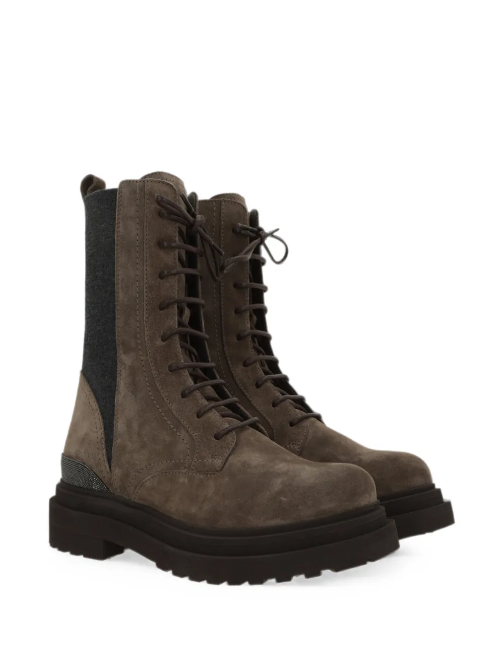 Brunello Cucinelli lace-up Monili-trim boots Bruin