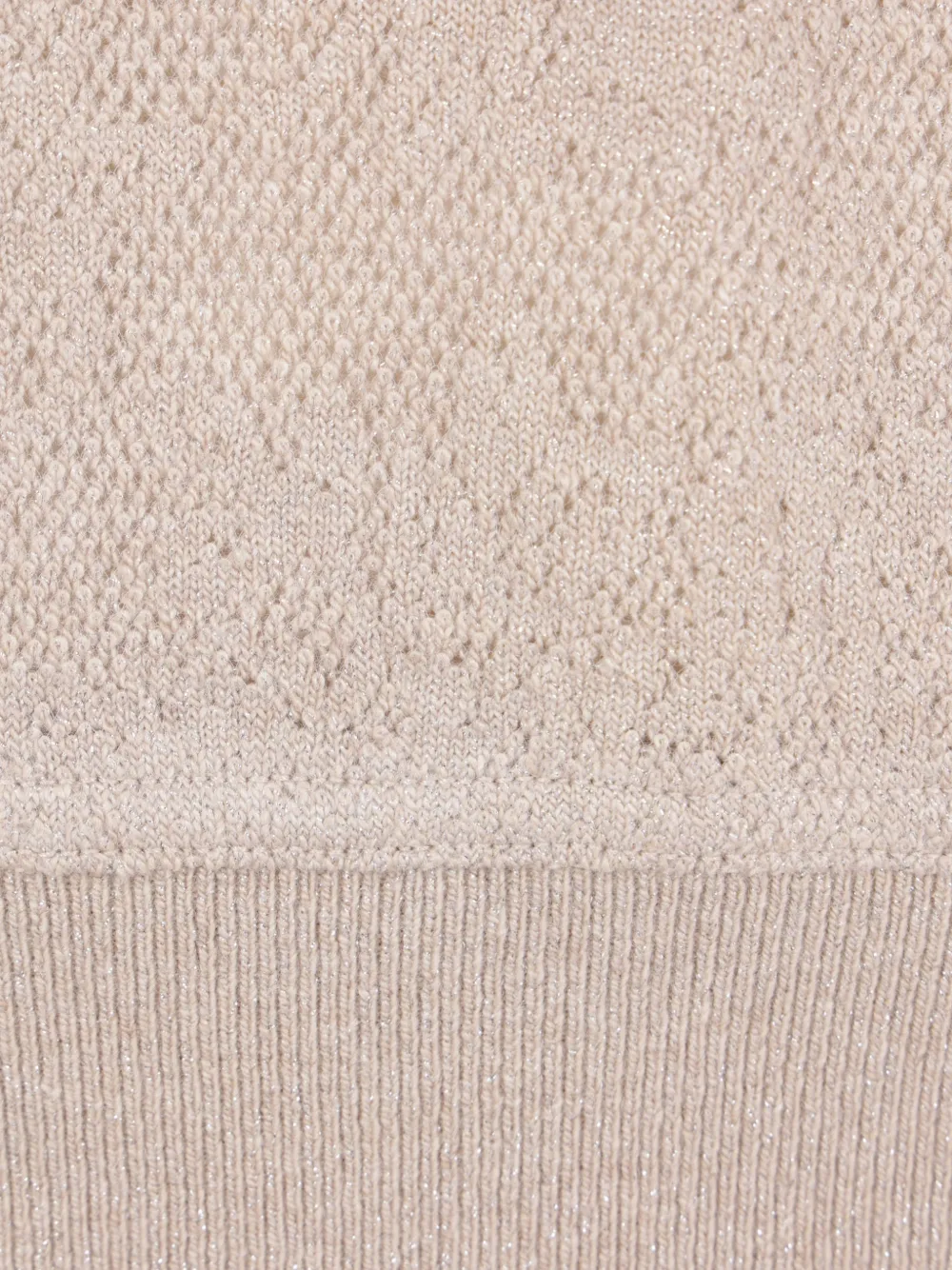 Brunello Cucinelli Pointelle gebreide sweater met halve rits Beige