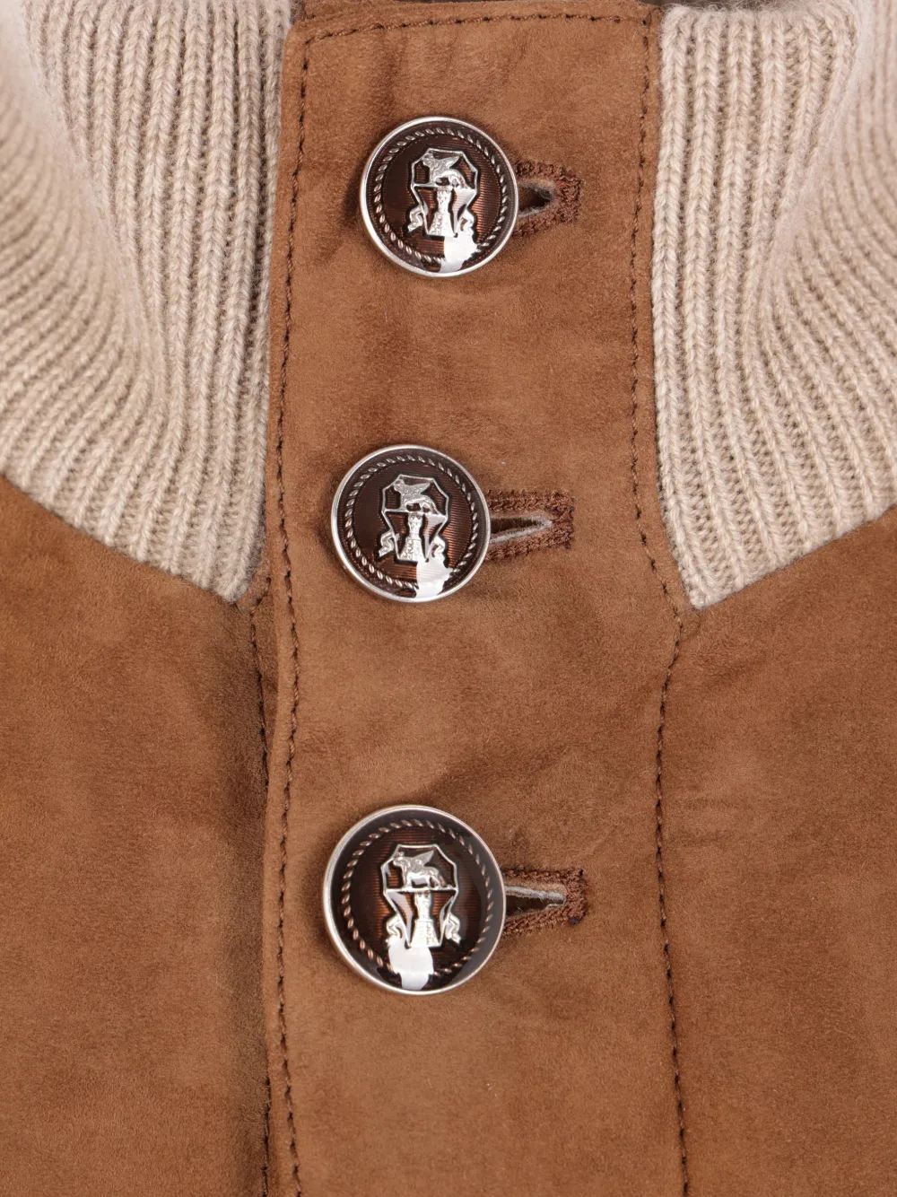 Brunello Cucinelli Vest met suède vlak Beige
