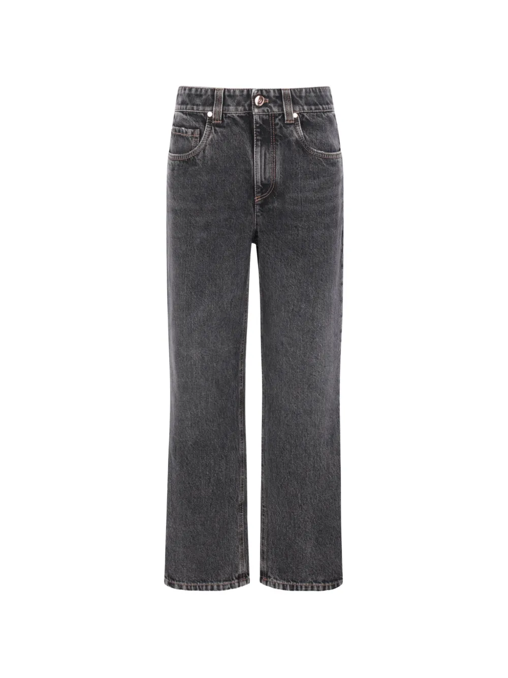 Brunello Cucinelli monili-trimmed straight-leg jeans - Grigio