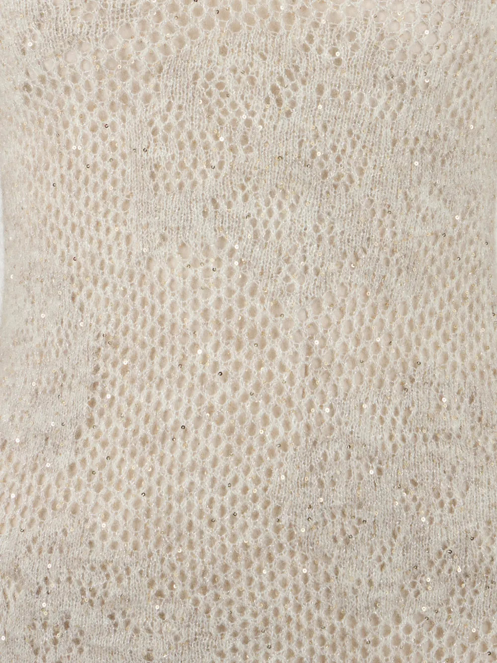 Brunello Cucinelli sequin-embellished open-knit midi dress Beige