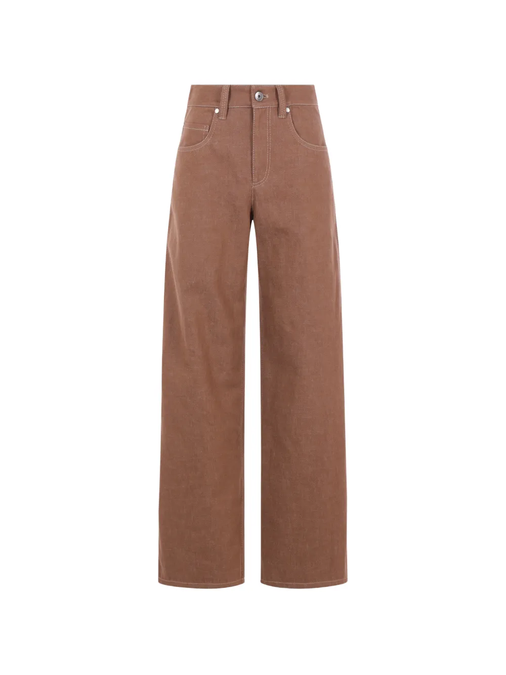 Brunello Cucinelli contrast-stitch wide-leg jeans - Marrone
