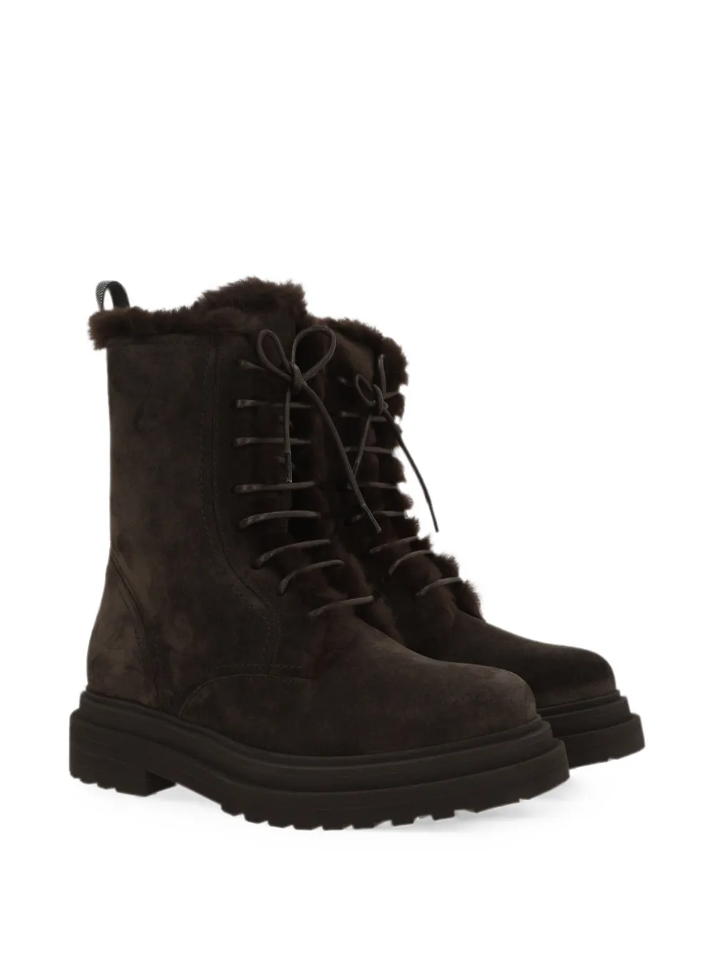 Brunello Cucinelli shearling-trim combat boots Bruin