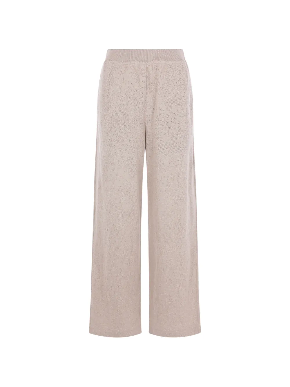 Brunello Cucinelli lace-flowers jersey track trousers in sparkling virgin wool and cashmere - Toni neutri