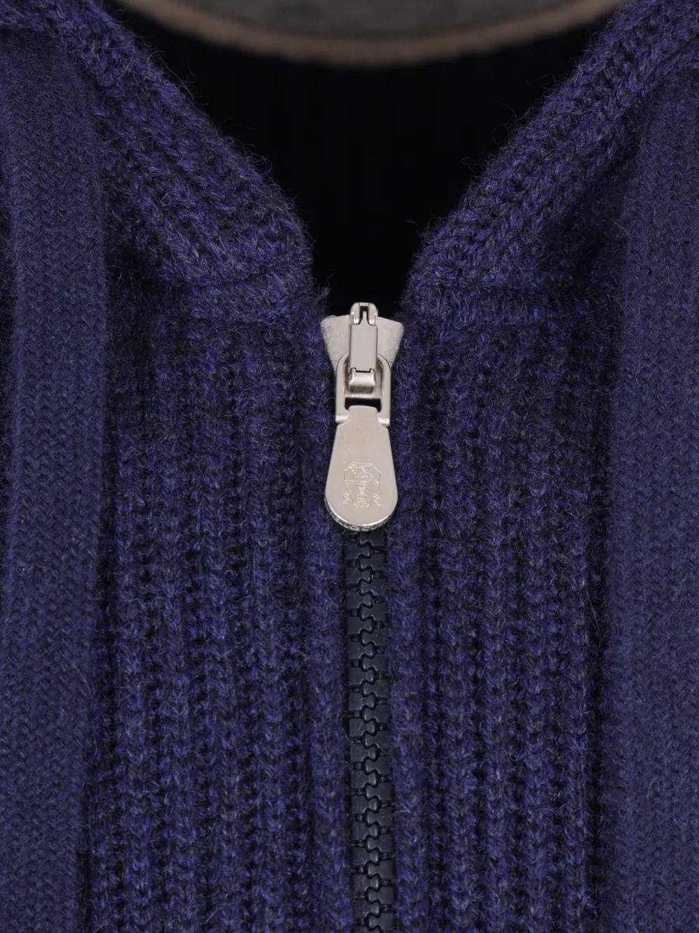 Brunello Cucinelli Ribgebreide hoodie Blauw