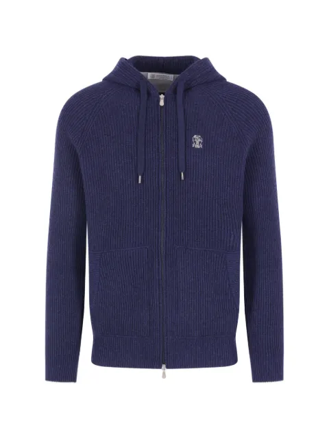 Brunello Cucinelli ribbed-knit zip-up hoodie