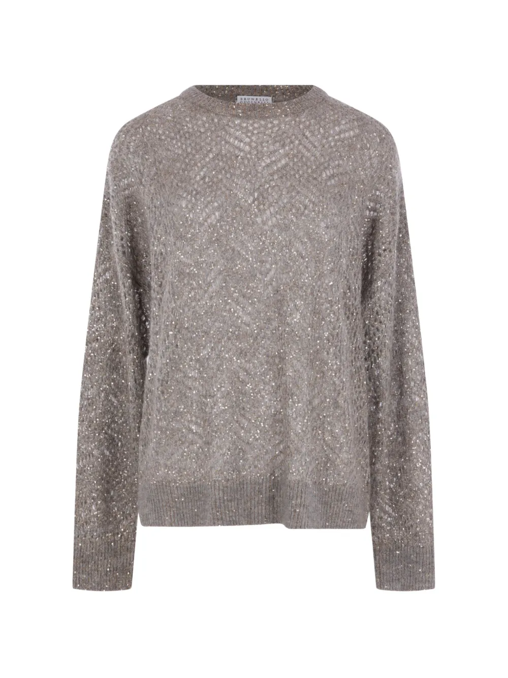 Brunello Cucinelli sequin-embellished open-knit sweater - Grau