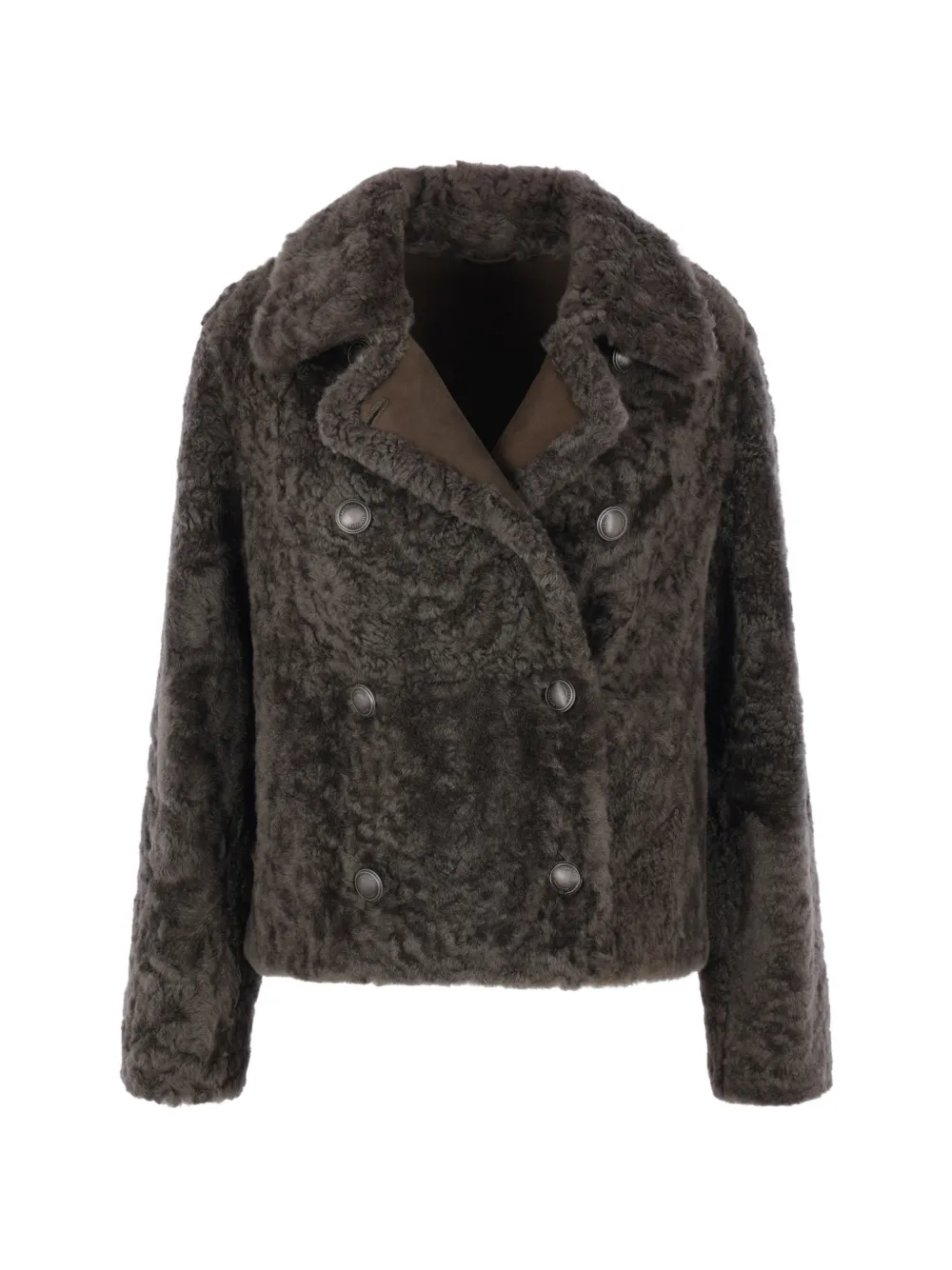 Brunello Cucinelli double-breasted shearling coat - Grigio